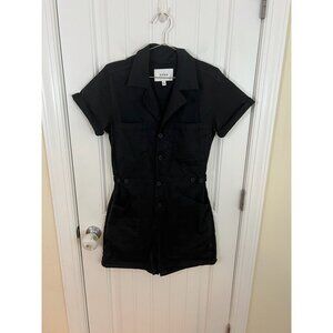 Revolve Pistola Women's Black Parker‎ Romper Short-Sleeve Button-Up Size S